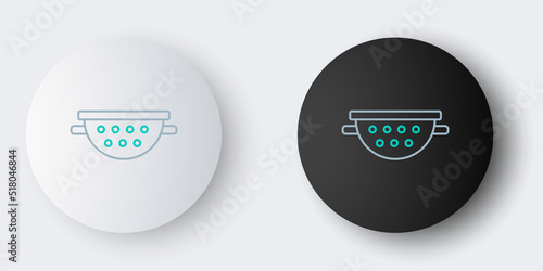Line Kitchen colander icon isolated on grey background. Cooking utensil. Cutlery sign. Colorful outline concept. Vector