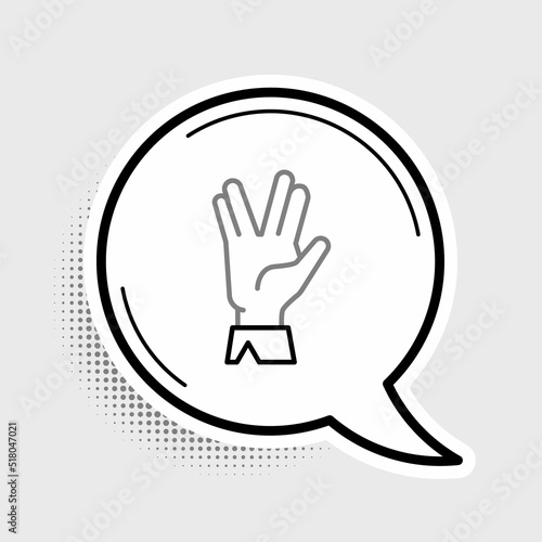 Line Vulcan salute icon isolated on grey background. Hand with vulcan greet. Spock symbol. Colorful outline concept. Vector