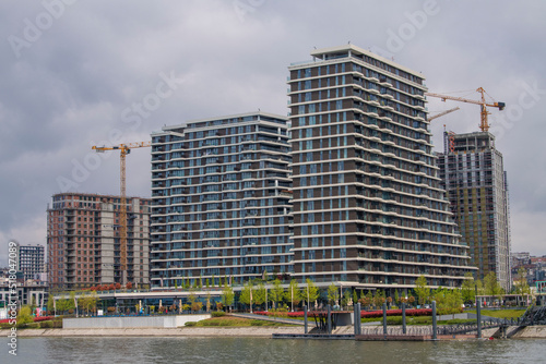 Buildings under construction on Belgrade Waterfront, new chapter in city of Belgrade, known as Belgrade on Water, an urban renewal development project.