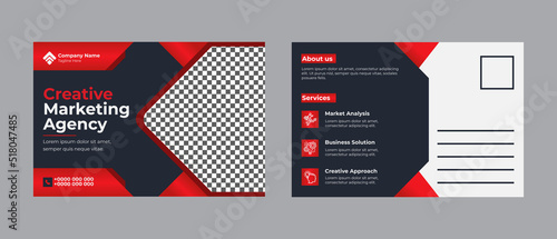 Abstract postcard template vector design postcard design stationary for business promotion services