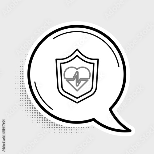 Line Life insurance with shield icon isolated on grey background. Security, safety, protection, protect concept. Colorful outline concept. Vector