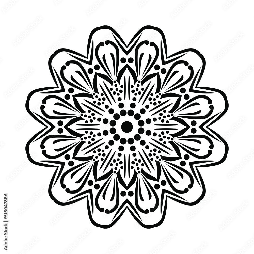 Mandala Pattern Stencil doodles sketch.Ornamental luxury mandala pattern.Circular pattern in the form of a mandala. Henna mandala.