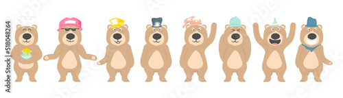 Cartoon collection of bear standing design  Vector illustration.