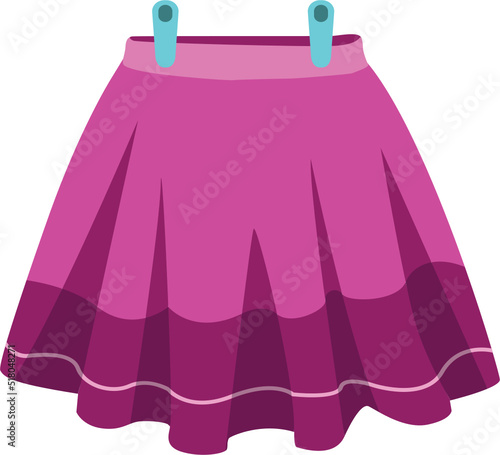 Hanging Skirt with Clothes Pin Vector Cartoon Illustration