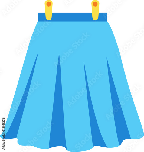 Hanging Patterned Skirt with Clothes Pin Vector Cartoon Illustration