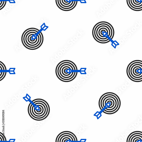 Line Target financial goal concept icon isolated seamless pattern on white background. Symbolic goals achievement, success. Colorful outline concept. Vector