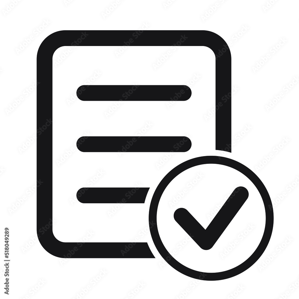 Complete icon or logo isolated sign symbol vector illustration. Check form icon. File Tick icon. Complete icon or logo isolated sign symbol vector illustration. Check form icon. File Tick icon.