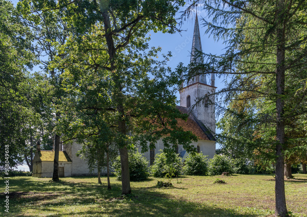 church behinde trees
