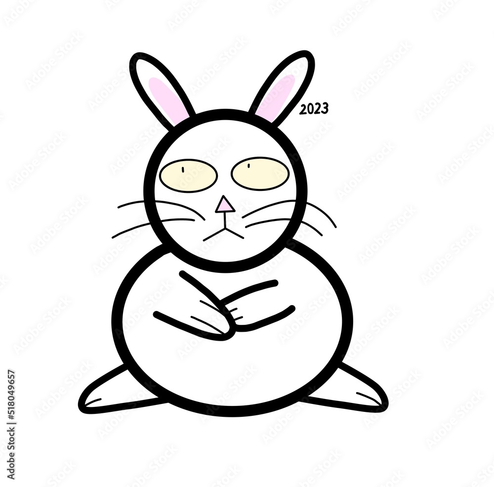 silhouette of a rabbit in black on a white background, New Year's theme 2023 silhouette of a rabbit in black on a white background, New Year's theme 2023