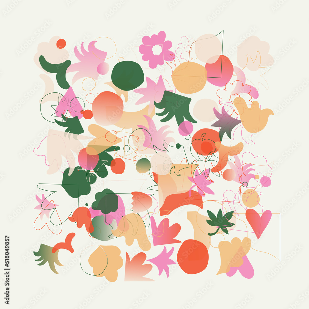 custom made wallpaper toronto digitalDecorative Abstract Artwork Inspired by Mid Century Graphics Design Made With Vector Geometric Shapes and Forms