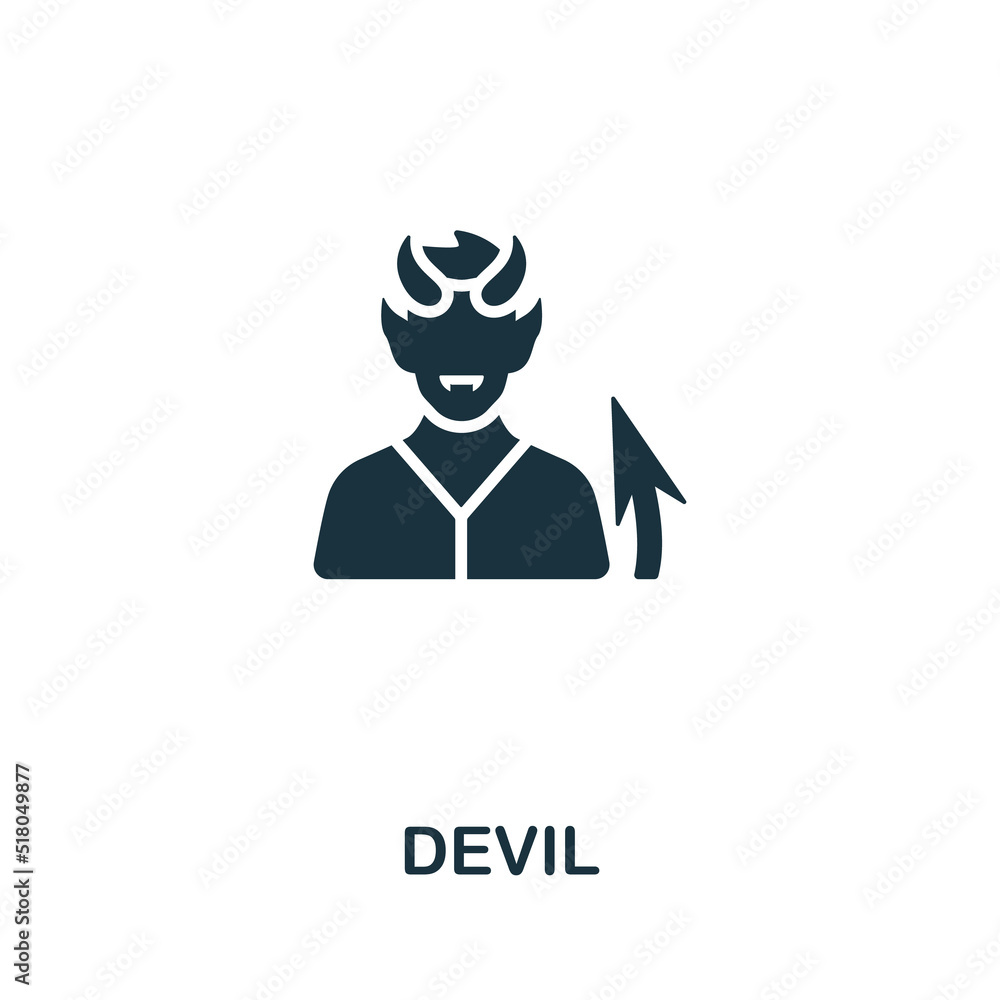 Devil icon. Monochrome simple line Game Element icon for templates, web design and infographics Devil icon. Monochrome simple line Game Element icon for templates, web design and infographics