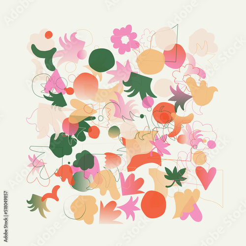 Wallpaper Mural Decorative Abstract Artwork Inspired by Mid Century Graphics Design Made With Vector Geometric Shapes and Forms Torontodigital.ca