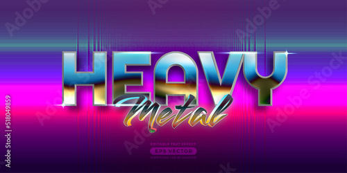 Metal Bold editable text effect style with vibrant theme realistic neon light concept for trendy flyer, poster and banner template promotion