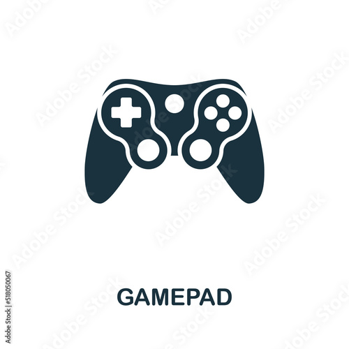Gamepad icon. Monochrome simple line Game Element icon for templates, web design and infographics