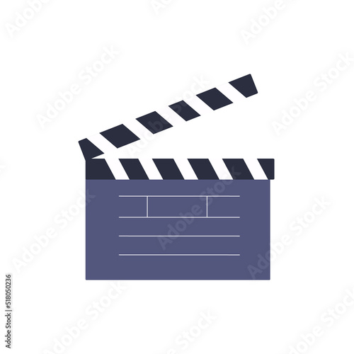 Colored movie clapper board on isolated white background.Vector illustration