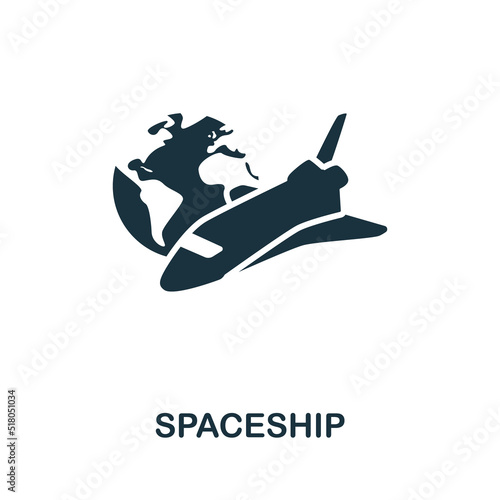 Spaceship icon. Monochrome simple line Game Element icon for templates, web design and infographics