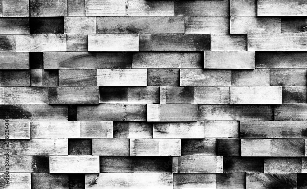 Black and white color Joint wooden wall modern design background