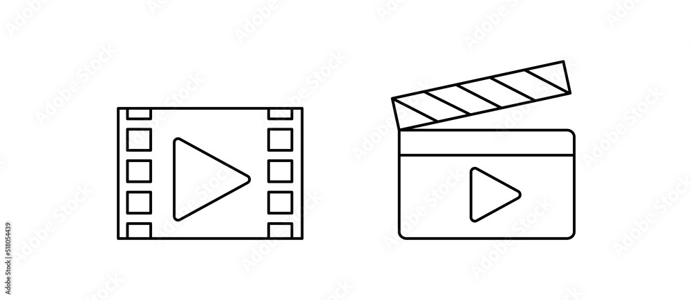 Movie line vector icons set. Contains icons such as video settings, playback, movie, media, etc Movie line vector icons set. Contains icons such as video settings, playback, movie, media, etc