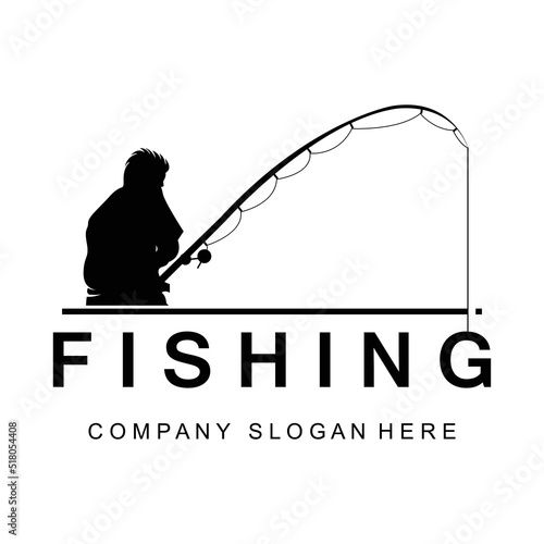 Fishing Logo Design, Fish Hunting Vector Illustration