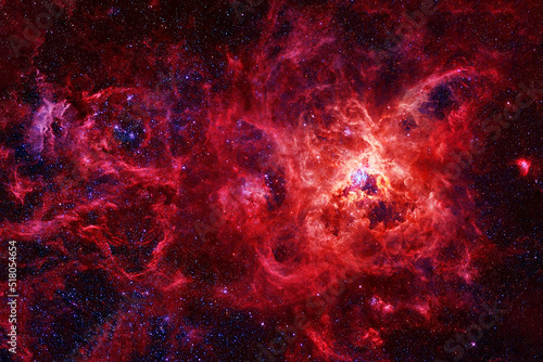 Red, beautiful space nebula. Elements of this image furnished by NASA