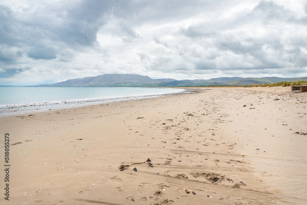 Banna Strand Beach looking north from the car park in County Kerry, Ireland Banna Strand Beach looking north from the car park in County Kerry, Ireland