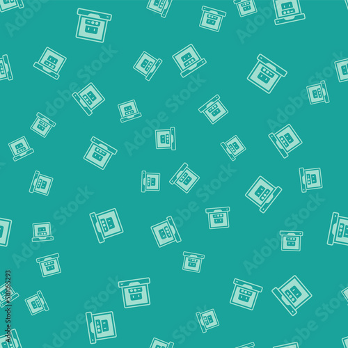Green Creating robot icon isolated seamless pattern on green background. Artificial intelligence, machine learning, cloud computing. Vector