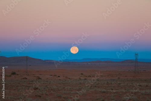 Amazing View to the Sundown among the Blue Sky in the Sahara Desert, Algeria