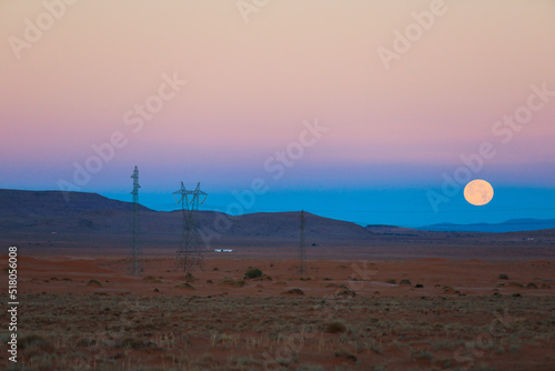 Amazing View to the Sundown among the Blue Sky in the Sahara Desert, Algeria