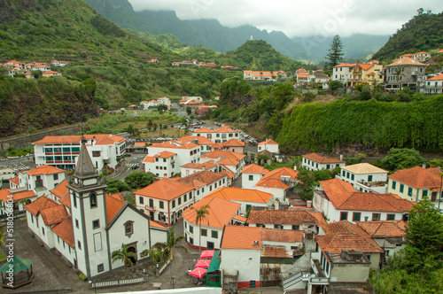 Sao Vincente old city in Madeira island, Portugal. Panorama of city and mountains in background © Dariusz