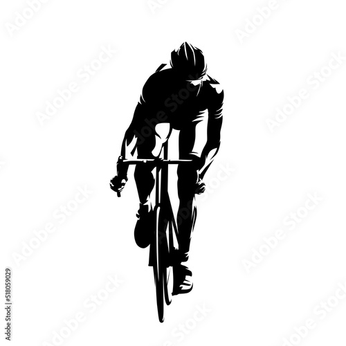 Road cycling, cyclist abstract isolated vector silhouette. Front view. Active people