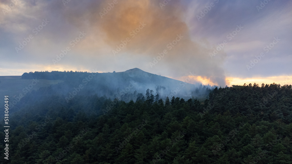 Forest Fire at the Peak District National Park - UK JULY 19th 2022