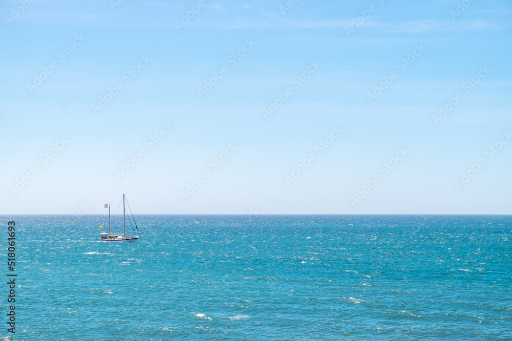 Fototapeta premium A sailboat sailing the Mediterranean Sea.