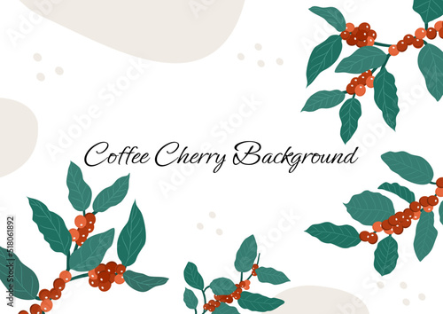 coffee cherry tree frame with abstract background