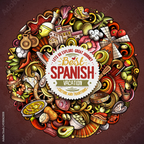 Spain cartoon vector doodles illustration.