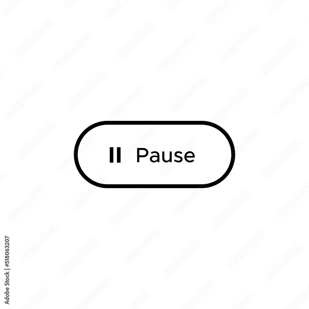 Pause icon vector in rectangle line button