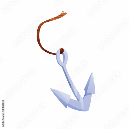 Sea ship anchor with rope cartoon vector illustration fro 2d game.