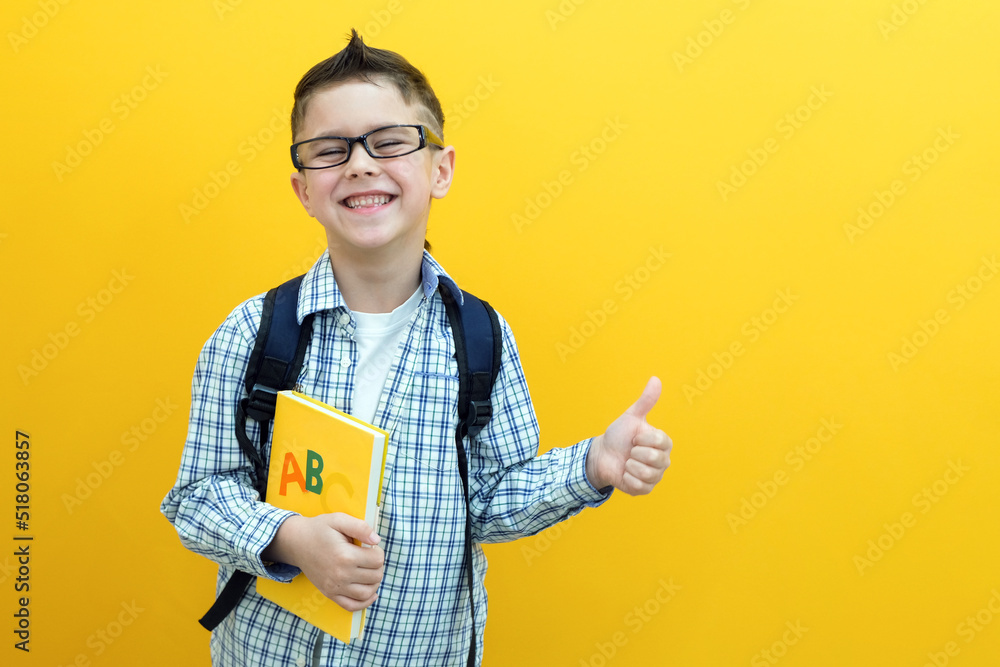 schoolboy goes back to school. Success, motivation, winner, genius concept. schoolboy goes back to school. Success, motivation, winner, genius concept.