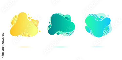Abstract dynamic gradient graphic elements in modern style. Banners with flowing liquid shapes, amoeba forms.