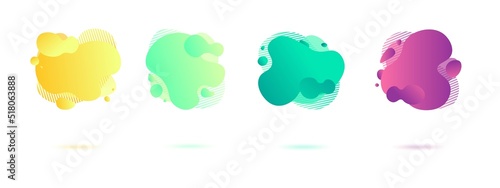 Abstract dynamic gradient graphic elements in modern style. Banners with flowing liquid shapes, amoeba forms.