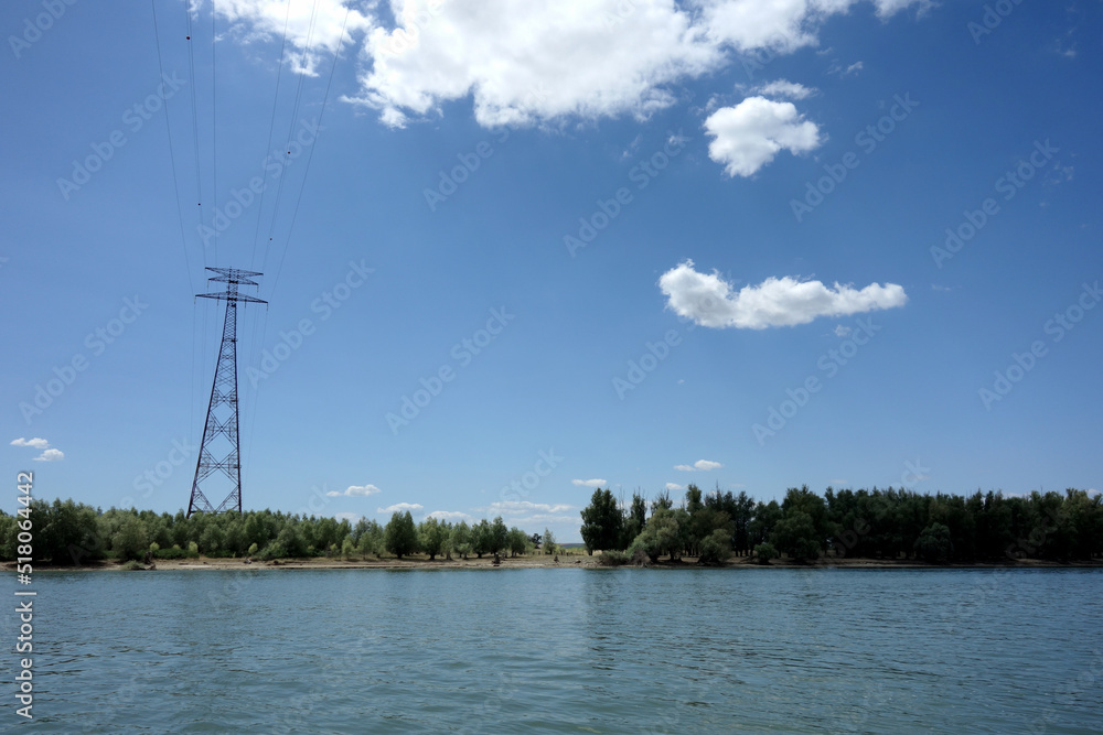 power lines on the river