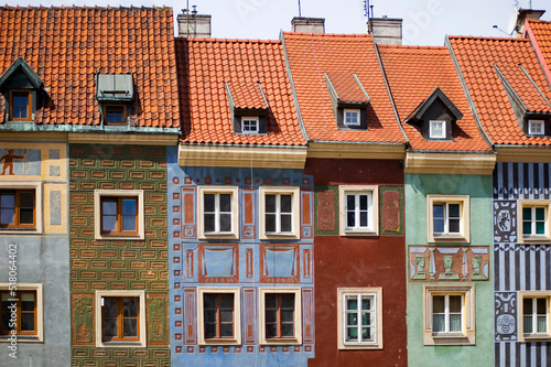 Colorful tenement houses in a row.