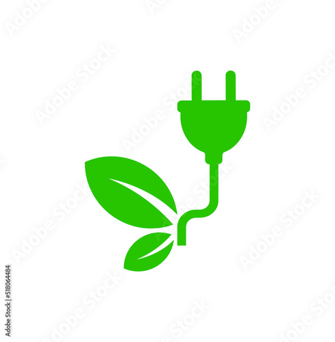 green energy icon on white background