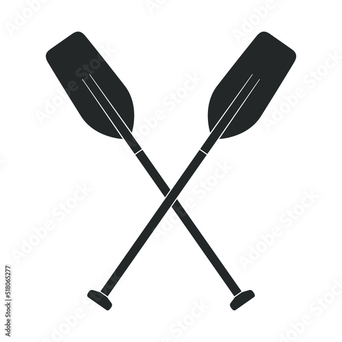 Crossed oars graphic icon. Two boat paddles sign isolated on white background. Vector illustration