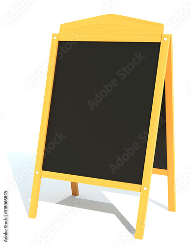 wooden black board menu 3d render illustration