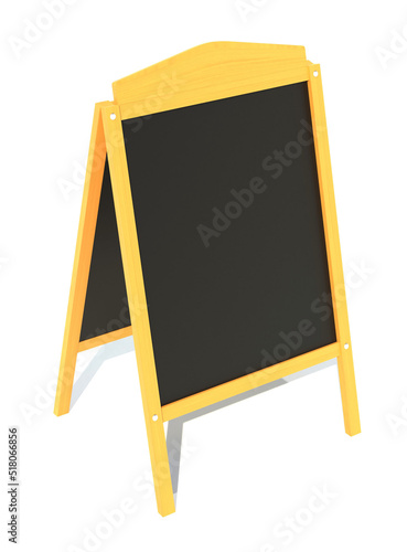 wooden black board menu 3d render illustration