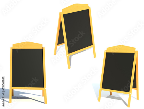 wooden black board menu 3d render illustration