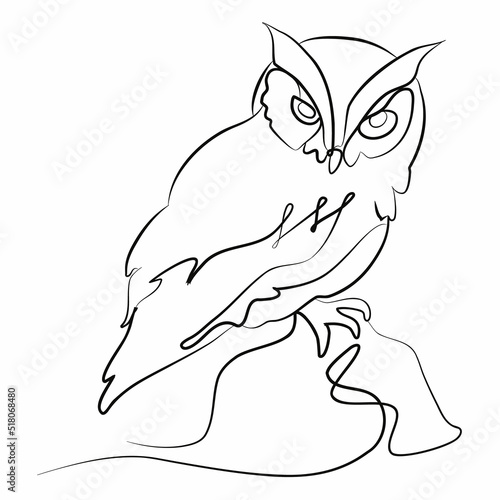 Owl Continuous one line drawing.Vector illustration