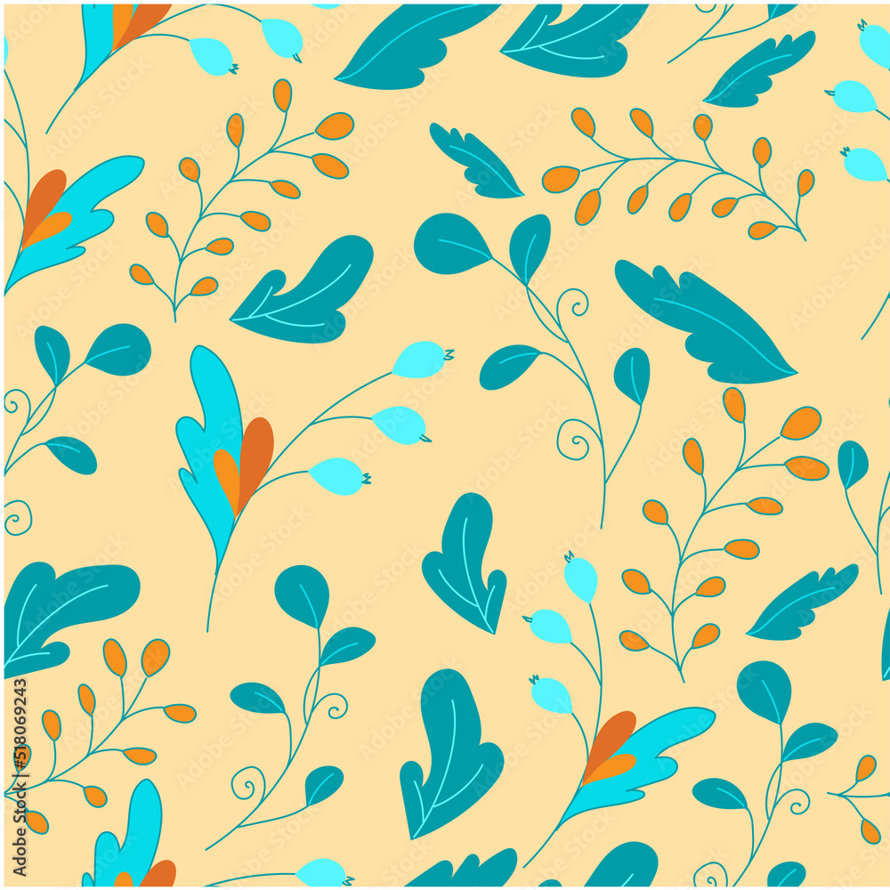 Bright pattern with berries and leaves Bright pattern with berries and leaves