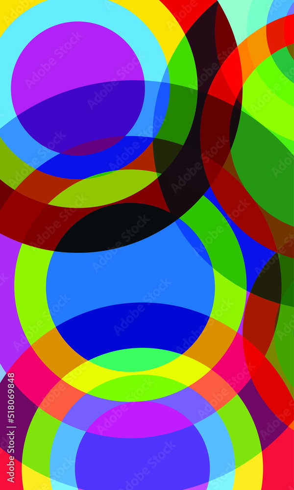 Fun, multi colored circles background - stock illustration
