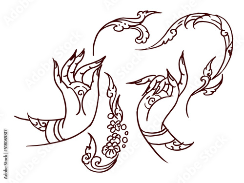 image of hand Thai art vector for card illustration background